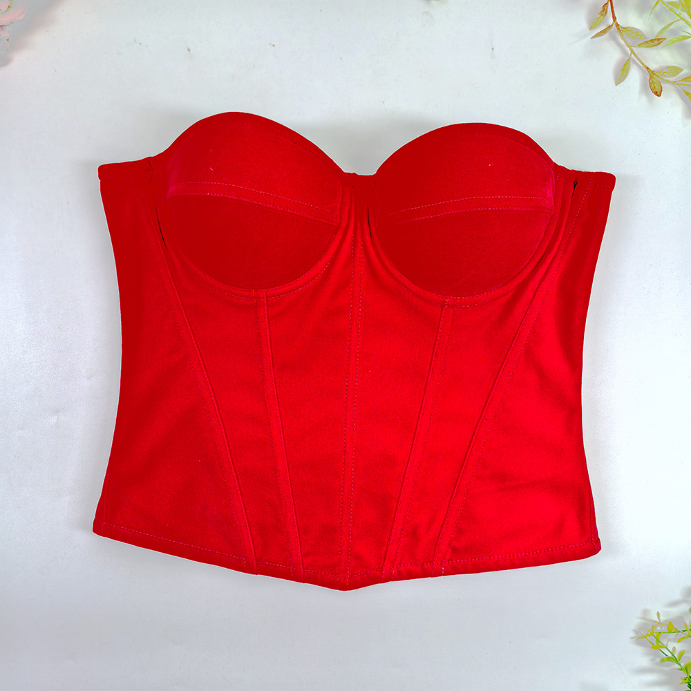 Womens Velvet Bustier Corset Top Body Shaper for Slimming Night Party Wear